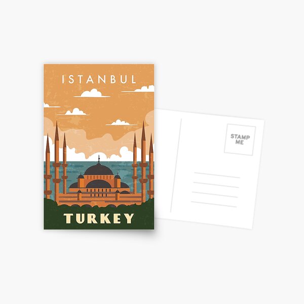 Istanbul Mosque Turkey Post Stamps Vintage Style Greeting Card for Sale by  CityStampsShop