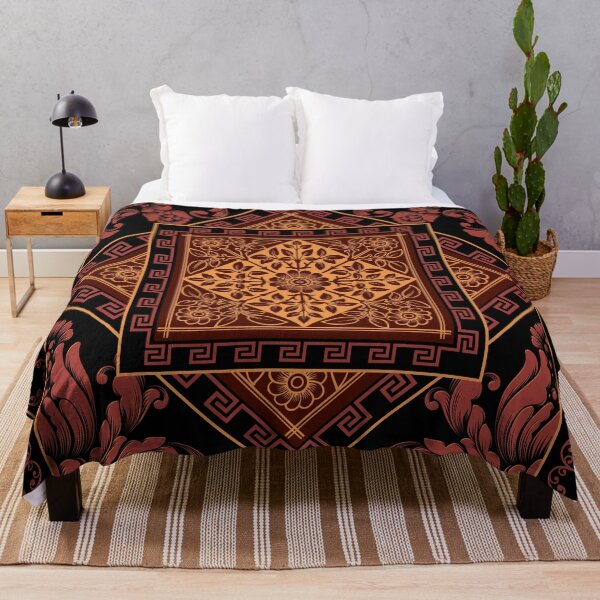 Item preview, Greek Keys Maroon Floral Pattern designed and sold by Yiorgos Designs.