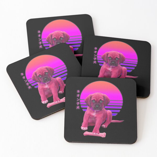 Item preview, Vaporwave Puppy Beagle Synthwave Aesthetic Kanji designed and sold by ShirtVibes.