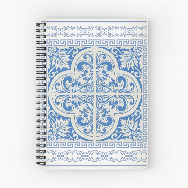 Item preview, Greek Keys Cream Blue Floral Pattern designed and sold by Yiorgos Designs.