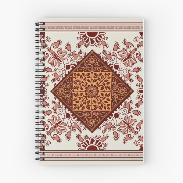 Item preview, Greek Keys Cream Maroon Floral Pattern designed and sold by Yiorgos Designs.