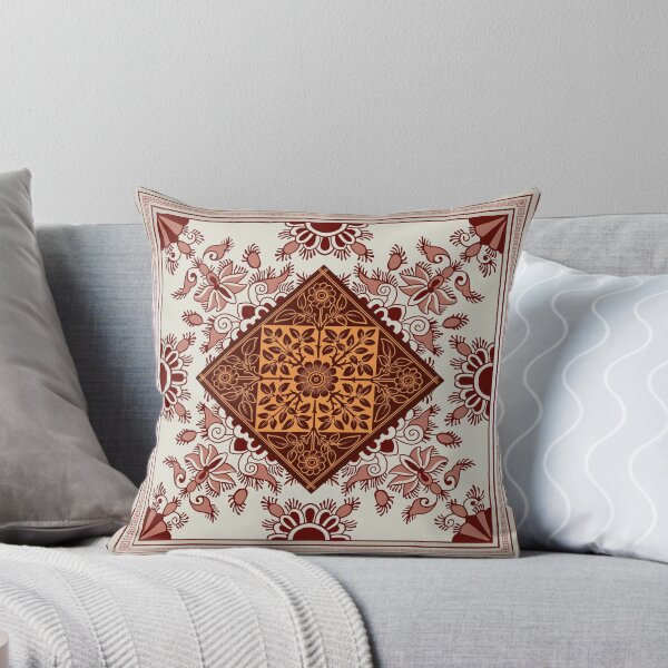 Item preview, Greek Keys Cream Maroon Floral Pattern designed and sold by Yiorgos Designs.