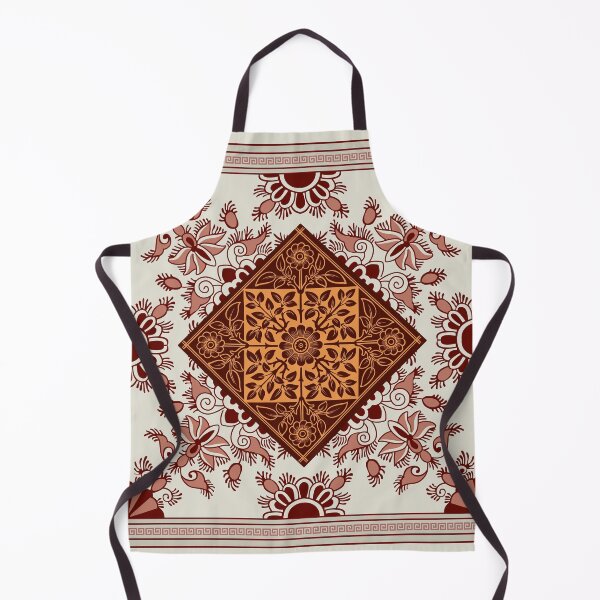 Item preview, Greek Keys Cream Maroon Floral Pattern designed and sold by Yiorgos Designs.