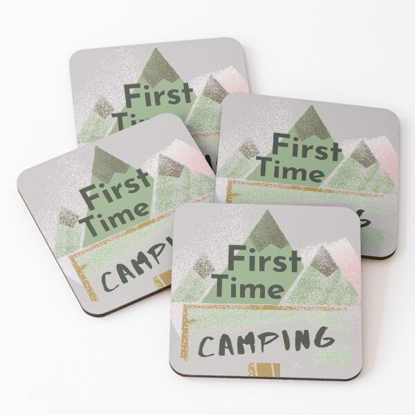 Item preview, First Time Camping Spray Paint Style Design For Nature Lovers & Campers designed and sold by Onewivnacher.