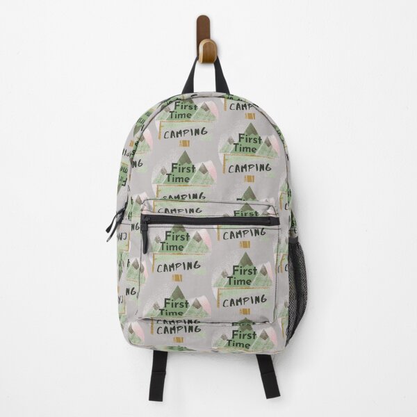 Item preview, First Time Camping Spray Paint Style Design For Nature Lovers & Campers designed and sold by Onewivnacher.