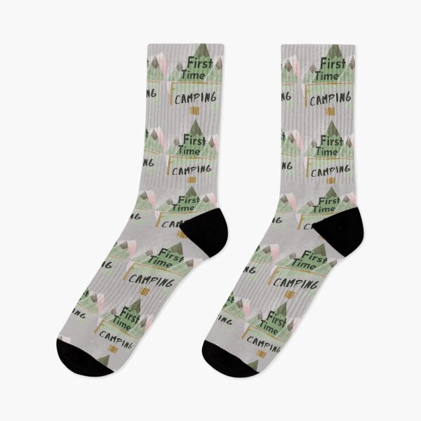 Item preview, First Time Camping Spray Paint Style Design For Nature Lovers & Campers designed and sold by Onewivnacher.