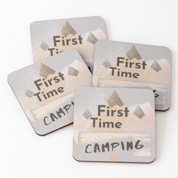 Item preview, First Time Camping Spray Paint Style Design For Nature Lovers & Campers designed and sold by Onewivnacher.