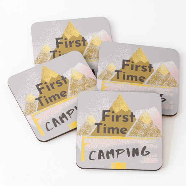 Item preview, First Time Camping Spray Paint Style Design For Nature Lovers & Campers designed and sold by Onewivnacher.