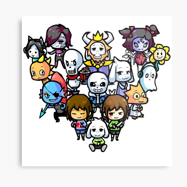 Chibi Undertale Characters Metal Print By Timtam13 Redbubble