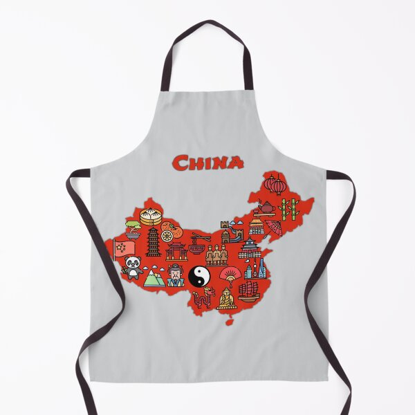 Item preview, map of China with icons of Chinese destinations, symbols, culture, attractions, landmarks. red designed and sold by mashmosh.