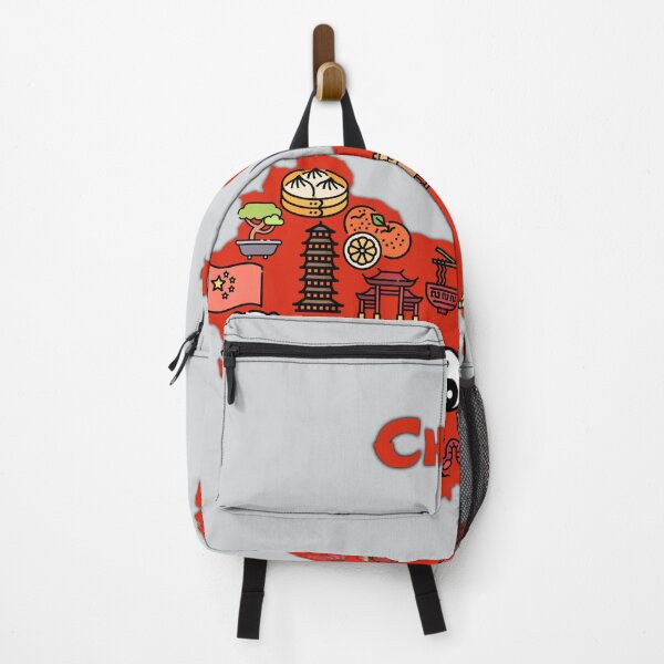 Item preview, map of China with icons of Chinese destinations, symbols, culture, attractions, landmarks. red designed and sold by mashmosh.