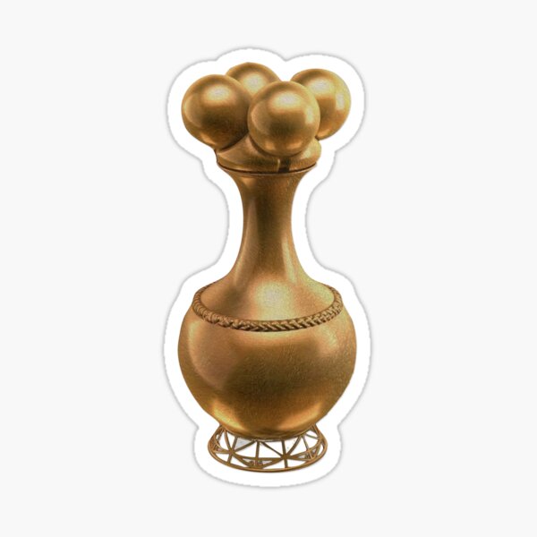 Digital rendering of a Pre Columbian Quimbaya Poporo in Gold Leaf on Black inK Sticker