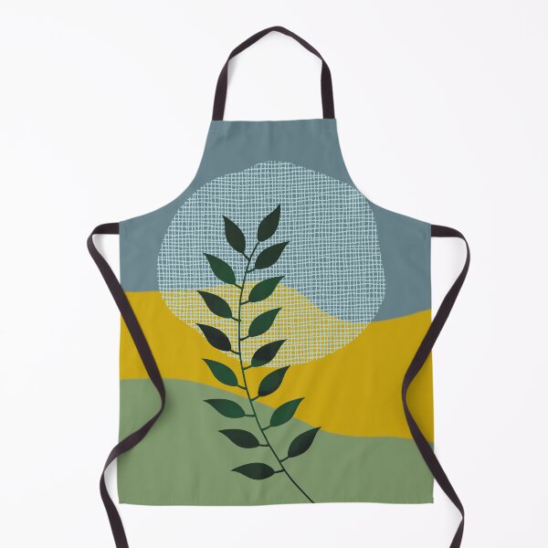 Item preview, Watercolor Leaf Abstraction II Blue Mustard Yellow Sage Green designed and sold by QuestingPixel.