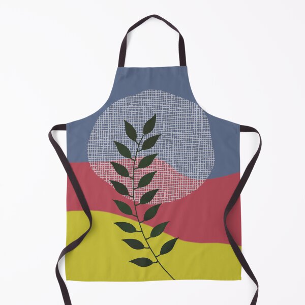 Item preview, Watercolor Leaf Abstraction II Blue Red Mustard Yellow Ochre designed and sold by QuestingPixel.