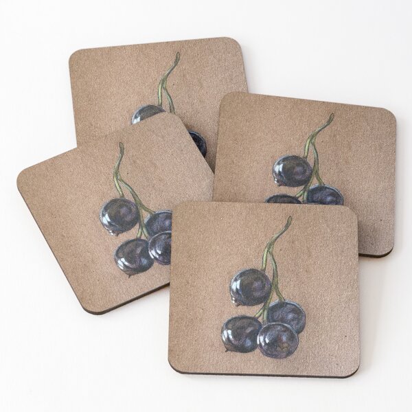 Item preview, Black Currants drawn with colored pencils on toned paper designed and sold by AquarellChill.