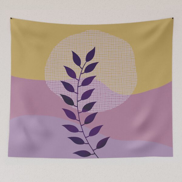 Item preview, Watercolor Leaf Abstraction II Mustard Yellow Purple Lavender Blue designed and sold by QuestingPixel.