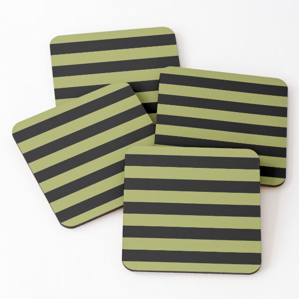 Item preview, Green And Black Horizontal Stripe Pattern Inspired by 2022 Trending Color - Hue - Shade Pantone Pickled Pepper 16-0436 designed and sold by ColorOfTheYears.