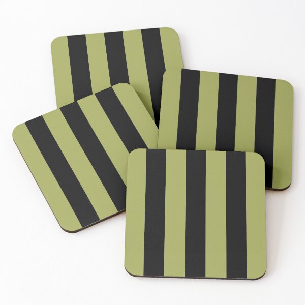 Item preview, Green And Black Vertical Stripe Pattern Inspired by 2022 Trending Color - Hue - Shade Pantone Pickled Pepper 16-0436 designed and sold by ColorOfTheYears.