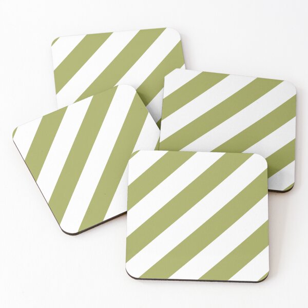 Item preview, Green And White Diagonal Stripe Pattern Inspired by 2022 Trending Color - Hue - Shade Pantone Pickled Pepper 16-0436 designed and sold by ColorOfTheYears.