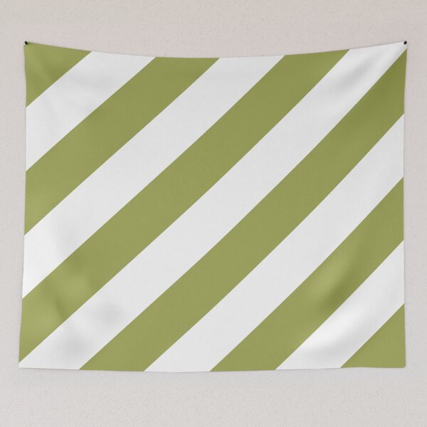 Item preview, Green And White Diagonal Stripe Pattern Inspired by 2022 Trending Color - Hue - Shade Pantone Pickled Pepper 16-0436 designed and sold by ColorOfTheYears.
