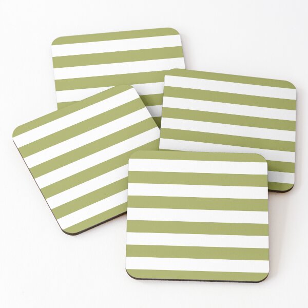 Item preview, Green And White Horizontal Stripe Pattern Inspired by 2022 Trending Color - Hue - Shade Pantone Pickled Pepper 16-0436 designed and sold by ColorOfTheYears.