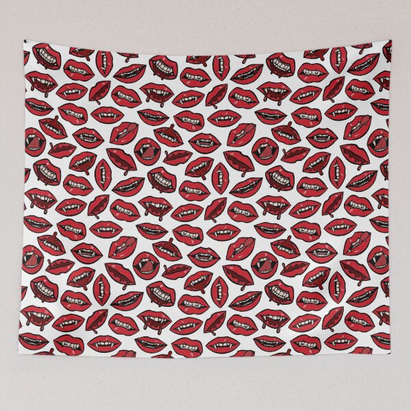 Item preview, Vampire Lips Fangs Halloween Pattern White designed and sold by Holly Danielle.