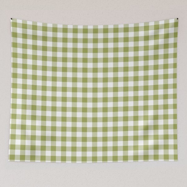 Item preview, Green And White Buffalo Plaid Pattern Inspired by 2022 Trending Color - Hue - Shade Pantone Pickled Pepper 16-0436 designed and sold by ColorOfTheYears.