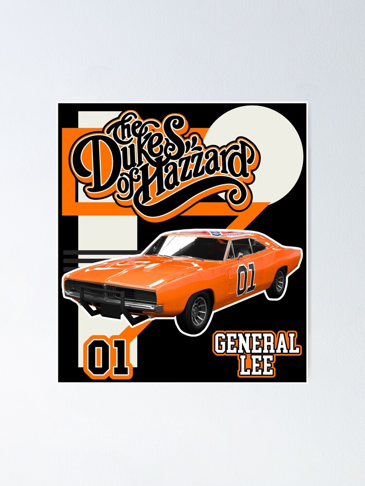 Retro Style General Lee Hazzard Racing Design - Dukes Of Hazzard - Sticker