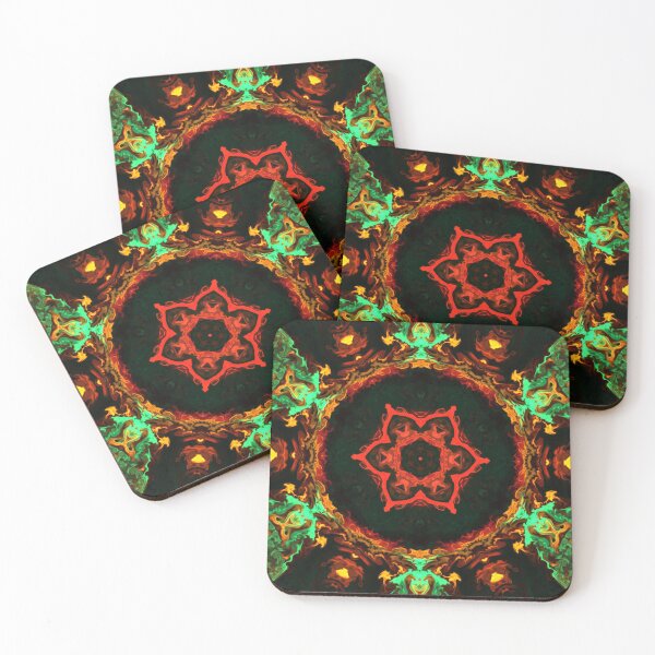 Artikelvorschau, Psychedelisches Kaleidoskop Rot Orange und Grün entworfen und verkauft von WormholeOrbital.