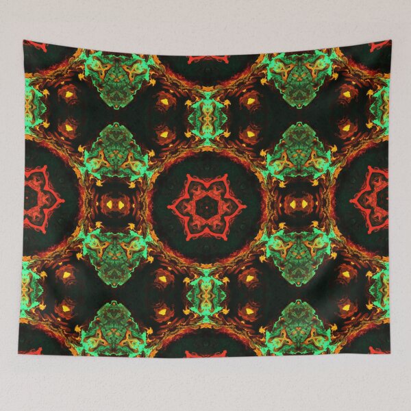 Artikelvorschau, Psychedelisches Kaleidoskop Rot Orange und Grün entworfen und verkauft von WormholeOrbital.