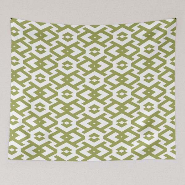 Item preview, Green And White Art Deco Geometric Shape Pattern Inspired by 2022 Trending Color - Hue - Shade Pantone Pickled Pepper 16-0436 designed and sold by ColorOfTheYears.