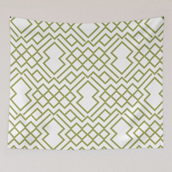 Item preview, Green And White Abstract Geometrical Shape Pattern Inspired by 2022 Trending Color - Hue - Shade Pantone Pickled Pepper 16-0436 designed and sold by ColorOfTheYears.