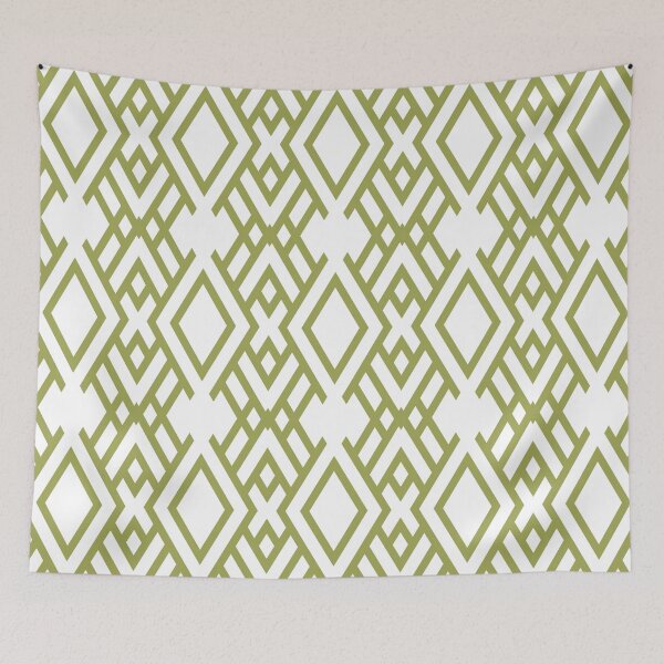 Item preview, Green And White Geometric Striped Pattern Inspired by 2022 Trending Color - Hue - Shade Pantone Pickled Pepper 16-0436 designed and sold by ColorOfTheYears.