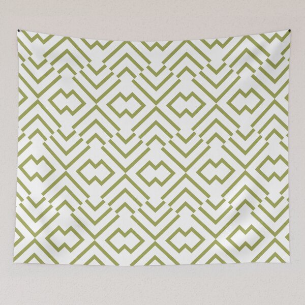 Item preview, Green And White Abstract Art Deco Shape Pattern Inspired by 2022 Trending Color - Hue - Shade Pantone Pickled Pepper 16-0436 designed and sold by ColorOfTheYears.