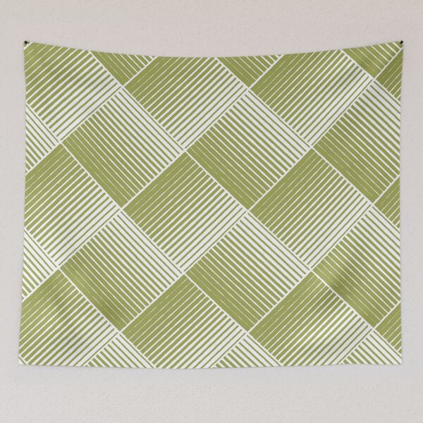 Item preview, Green And White Square Mosaic Stripe Pattern Inspired by 2022 Trending Color - Hue - Shade Pantone Pickled Pepper 16-0436 designed and sold by ColorOfTheYears.