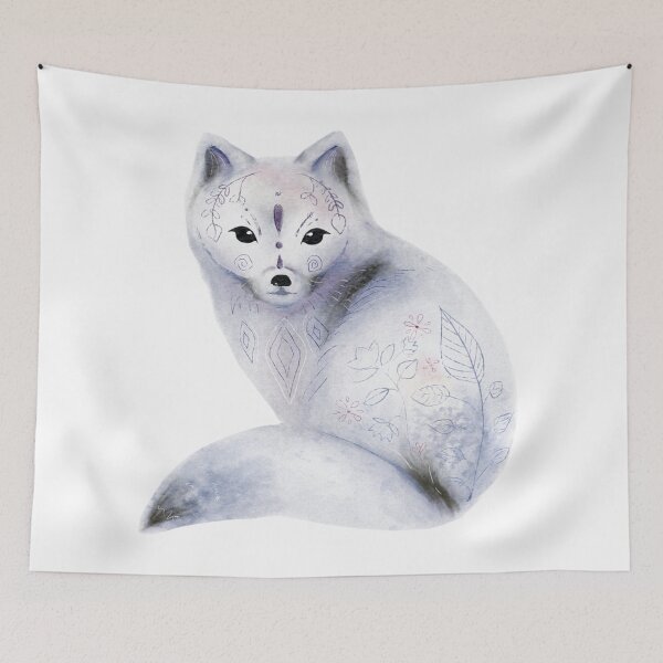 Item preview, Nordic white fox with magical runes - scandinavian - polar - forest - nature - northerly designed and sold by Mechanical-Artt.