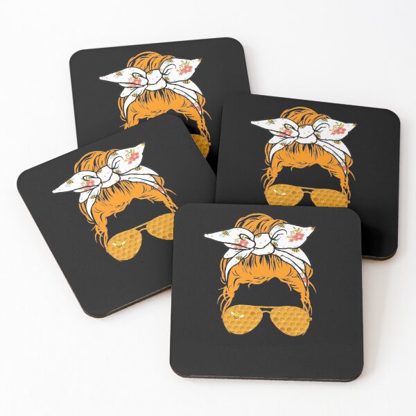 Item preview, bee Mom Messy Bun hair glasses funny Mom beekeeper  designed and sold by skulltshirt.
