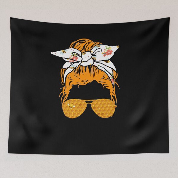 Item preview, bee Mom Messy Bun hair glasses funny Mom beekeeper  designed and sold by skulltshirt.