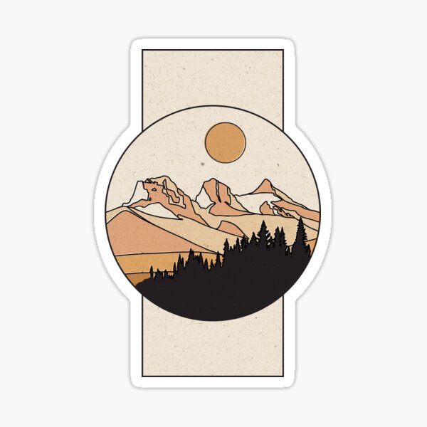 Item preview, Three Sisters Canmore Landscape Line Art designed and sold by VivtheFish.