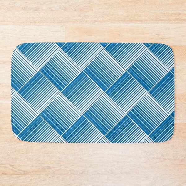 Item preview, Blue and White Square Mosaic Stripe Pattern Inspired by 2022 Trending Color - Hue - Shade Pantone Indigo Bunting 18-4250 designed and sold by ColorOfTheYears.