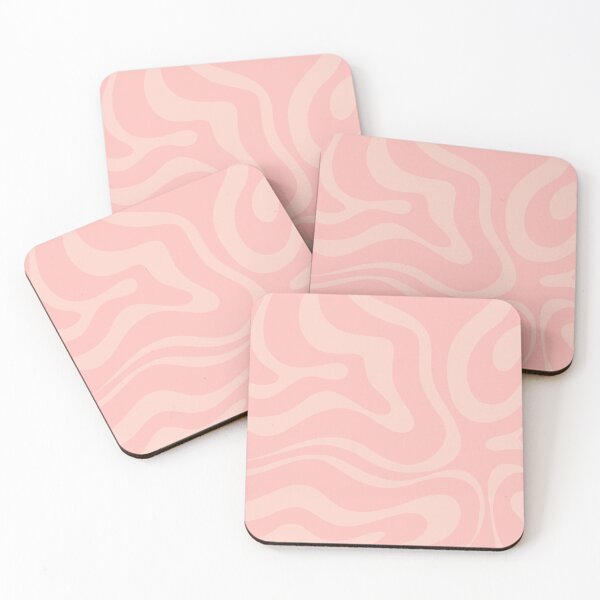 Double Pink Retro Modern Liquid Swirl Abstract Pattern Square Coasters (Set of 4)
