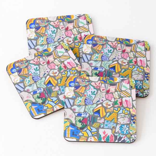 Item preview, Antoni Gaudi Multi Pattern print design - Grey Background - Seamless pattern, Colourful, playful,  designed and sold by SemDesigns1.