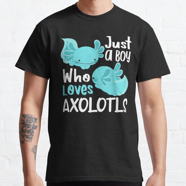 Vista previa del artículo con la obra «Axolotl Kawaii, solo un niño que ama a los ajolotes, amo a los ajolotes», diseñado y vendido por ARTsPlural.