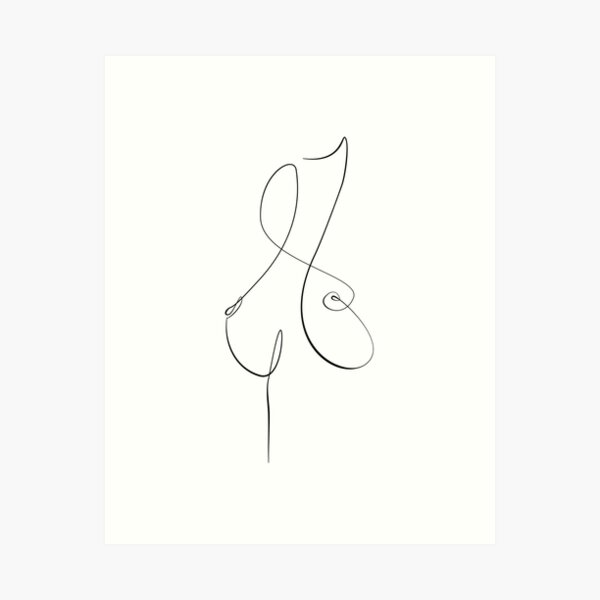 Colorful All Skin Breast Print, Sexy Boobs Line Art, Breast Poster