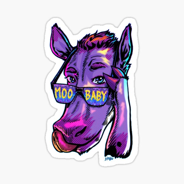 Vista previa del artículo con la obra «Moo Baby in Color», diseñado y vendido por RHokeArt.