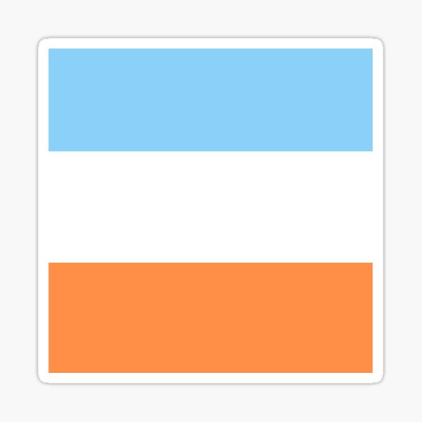 "Wide Stripe Background Light Blue White and Orange" Sticker for Sale