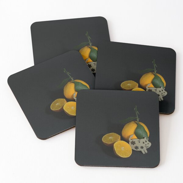 Item preview, Tangerine cut with a green leaf on a black background Goby symbol of 2020 designed and sold by Tae Mi.