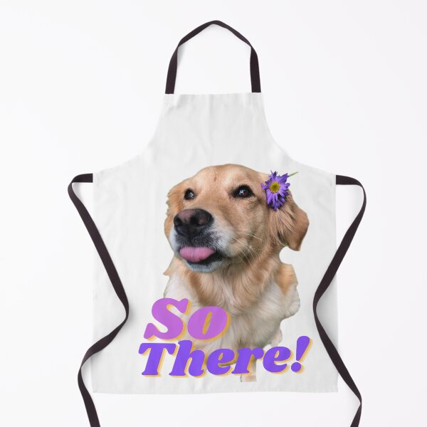 Item preview, "So There!" Cute Golden Retriever Female Pup Sticking Tongue Out with Purple Flower  designed and sold by ScotSKi.