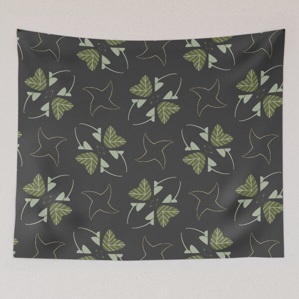 Item preview, Brown, Light Sage Green and Yellow Nature Leaves Pattern on Black designed and sold by cozycaroline.