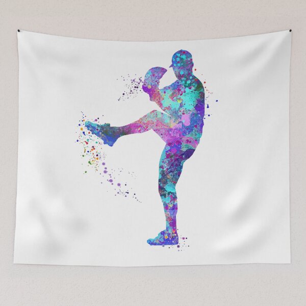 Item preview, Baseball Pitcher Boy Watercolor Softball Gift designed and sold by LotusGifts.